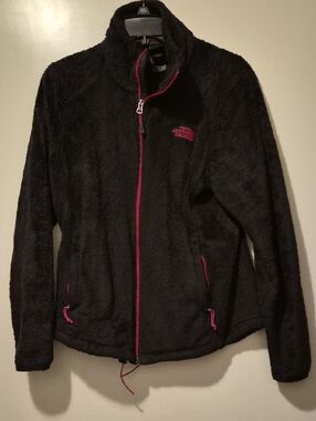 The North Face Black Teddy Fleece Jacket with Pink Accents